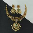 Sona Covering Luxury Austrian Stone With Pota Stone Pearl Necklace Set