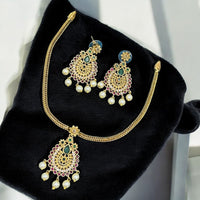 Sona Covering Elegant Pota Stone And Austrian Stone Pearl Necklace Set
