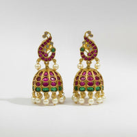 Sona Covering Premium Pota Stone Pearl Jhumki Earrings