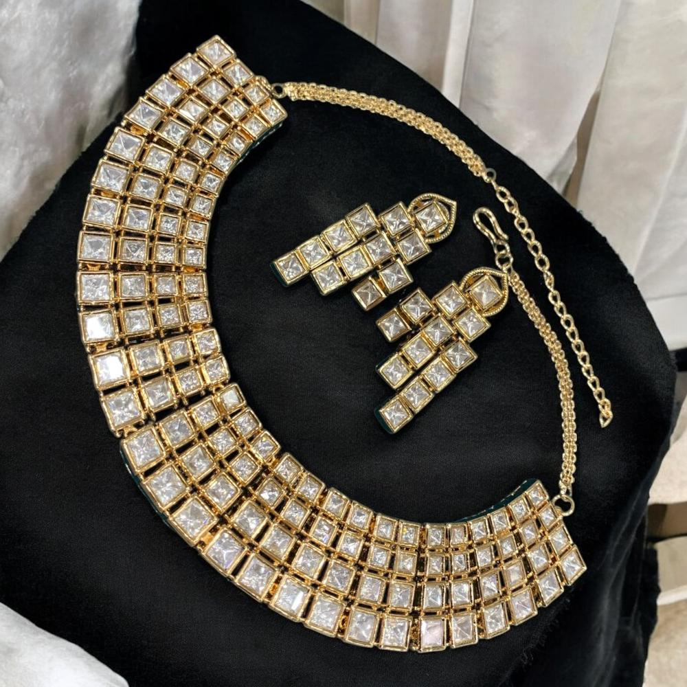 Sona Covering Designer Polki Kundan Stone Jewellery Necklace Set