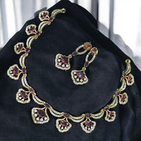 Sona Covering Glimmer Grace Elegant Crytsal Stone Necklace Set