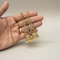 Sona Covering Graceful Austrian Stone And Pota Stone Pearl Jhumki Earrings