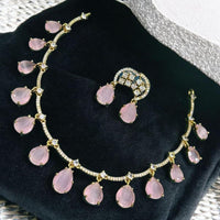 Sona Covering Glamorous Crystal Stone Necklace Set
