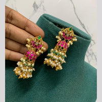 Sona Covering Elegant Kundan Stone And Pearl Traditional Jhumki Earrings