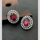 Sona Covering Glamorous Rhodium Plated Crystal Stone Stud Earrings