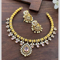 Sona Covering Glamorous Crystal Stone And Austrian Stone Pearl Necklace Set