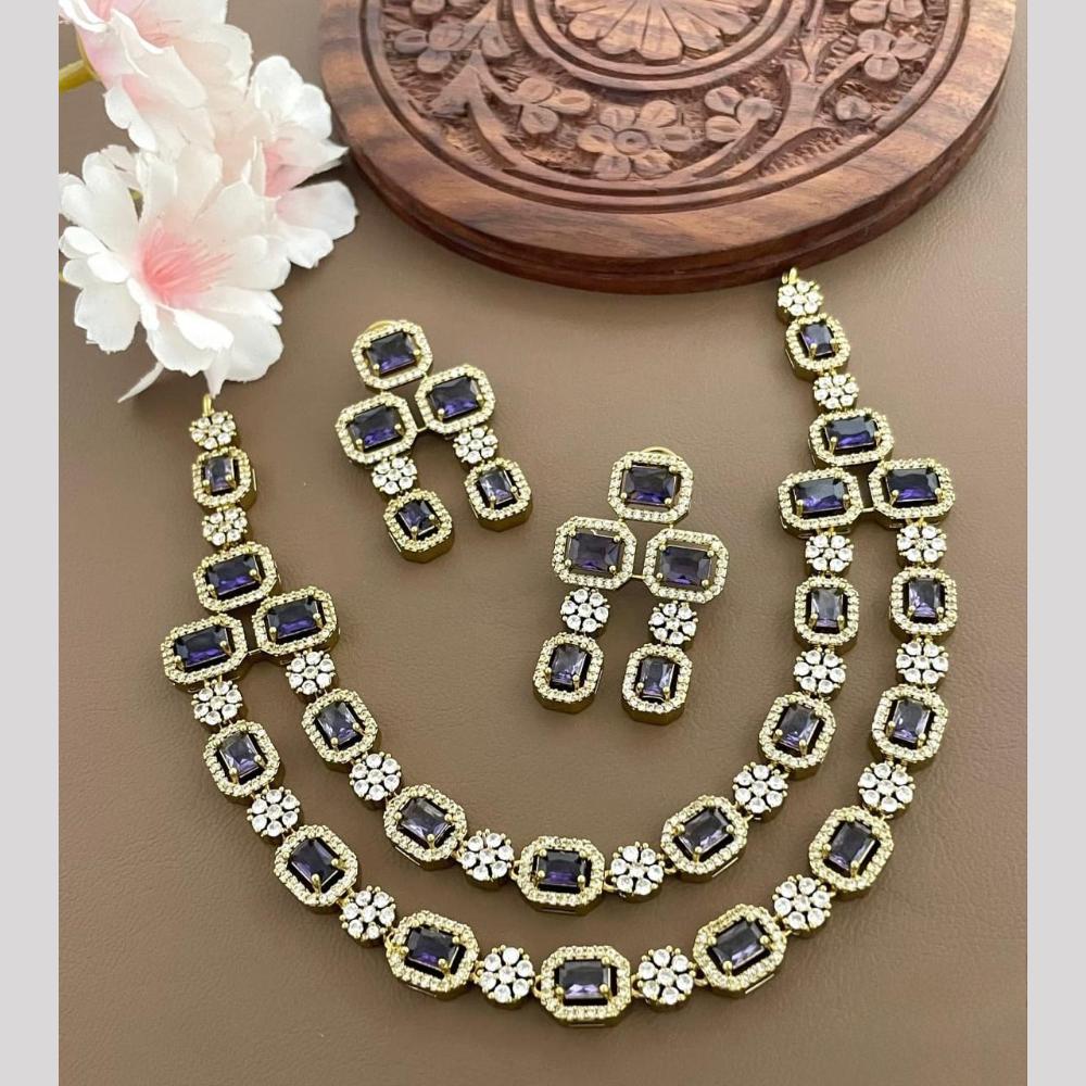 Sona Covering Glamorous Crystal Stone Necklace Set