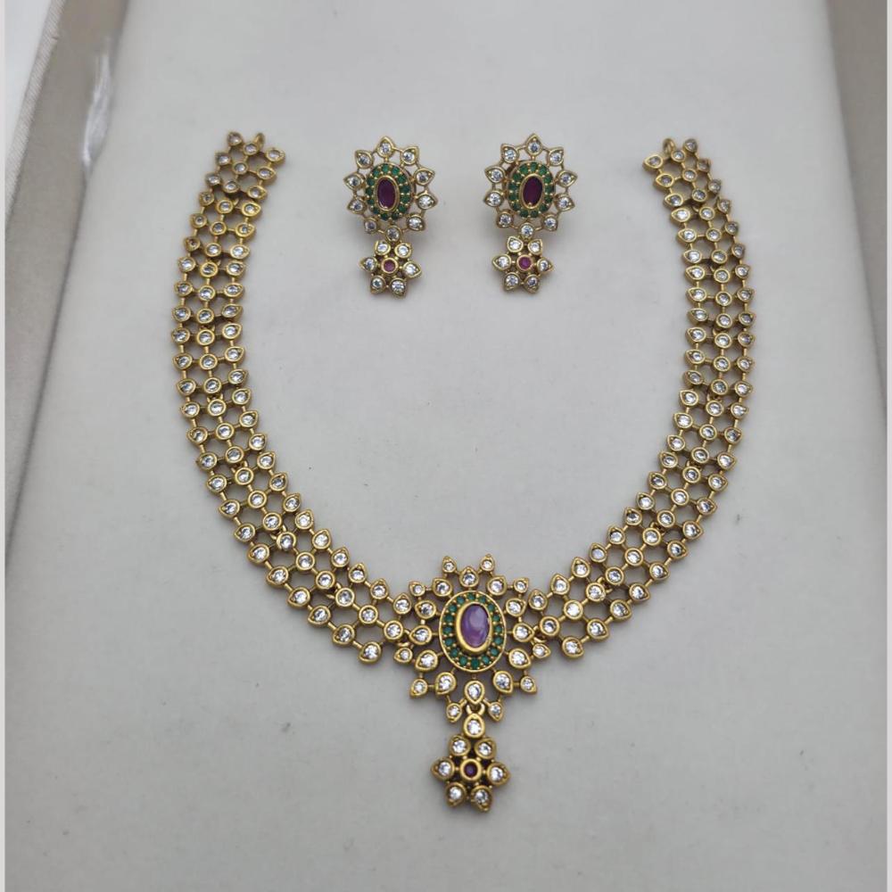 Sona Covering Glamorous Pota Stone And Austrian Stone Necklace Set