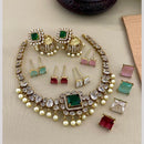 Sona Covering Glamorous Crystal Stone And Pearl Changeable Necklace Set