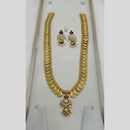Sona Covering Glamorous Crystal Stone And Pearl Temple Long Necklace Set