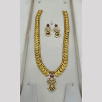Sona Covering Glamorous Crystal Stone And Pearl Temple Long Necklace Set