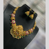 Sona Covering Handcrafted Jadau Pota Stone And Pearl Temple Necklace Set