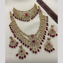 Sona Covering Pota Stone Pearl And Austrian Stone Beads Luxurious Double Necklace Set