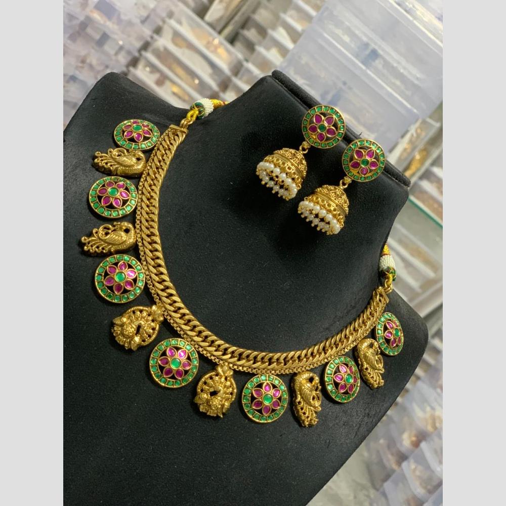 Sona Covering Gold Plated Fashion Pota Stone Necklace Set