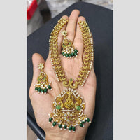 Sona Covering Delicate Pota Stone And Austrian Beads Temple Necklace Set