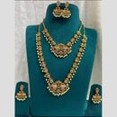 Sona Covering Fancy Austrian Stone And Pearl Double Necklace Set