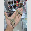 Sona Covering Glamorous Crystal Stone And Austrain Stone Necklace Set