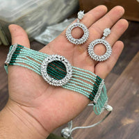 Sona Covering Classic American Diamond And Pearl Grand Choker Necklace Set