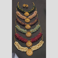 Sona Covering Delicate Pota Stone And Austrian Stone Temple Necklace Set