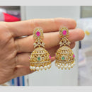 Sona Covering Graceful Austrian Stone And Beads Pearl Jhumki Earrings