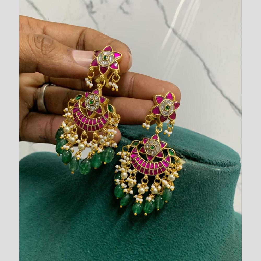 Sona Covering Graceful Pota Stone Pearl And Beads Dangler Earrings