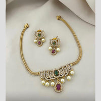 Sona Covering Glamorous Pota Stone And Austrian Stone Pearl Necklace Set