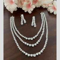 Sona Covering Glamorous Crystal Stone Multi Layer Necklace Set