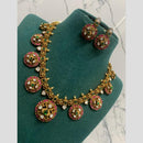 Sona Covering Glamorous Jadau Pota Stone And  Pearl Necklace Set