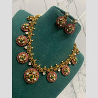 Sona Covering Glamorous Jadau Pota Stone And  Pearl Necklace Set