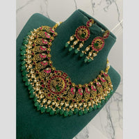 Sona Covering Glamorous Jadau Pota Stone Pearl  And Beads Peacock Designe Necklace Set