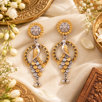Urthn Trendy 2 Tone Dangler Earrings for Women | Modern Statement Jewellery for Party & Festive Wear
