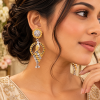 Urthn Trendy 2 Tone Dangler Earrings for Women | Modern Statement Jewellery for Party & Festive Wear - 1322201