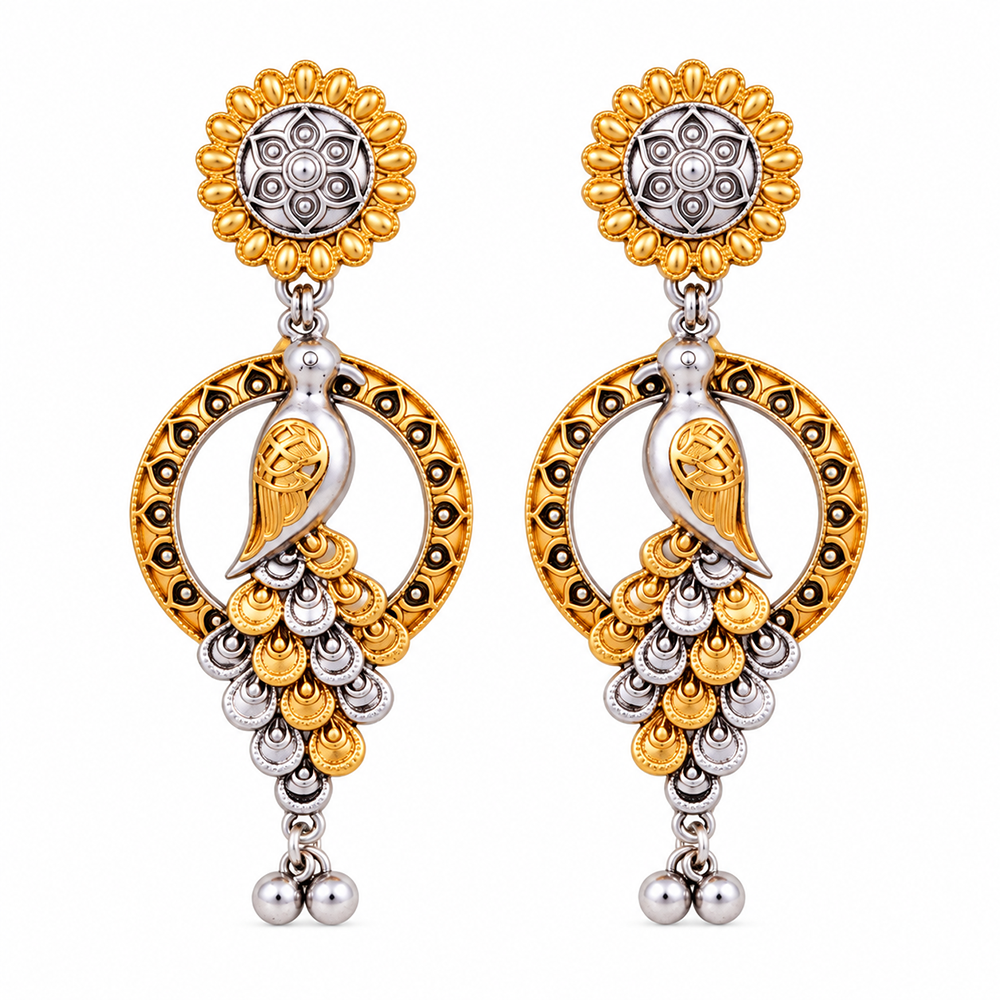 Urthn Trendy 2 Tone Dangler Earrings for Women | Modern Statement Jewellery for Party & Festive Wear - 1322201