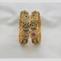 Sona Covering Gold Plated Pota Stone Temple Bangles Set