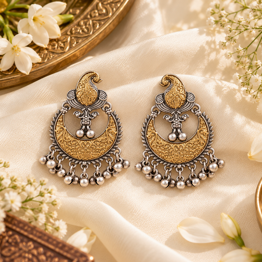 Urthn Trendy 2 Tone Dangler Earrings for Women | Modern Statement Jewellery for Party & Festive Wear