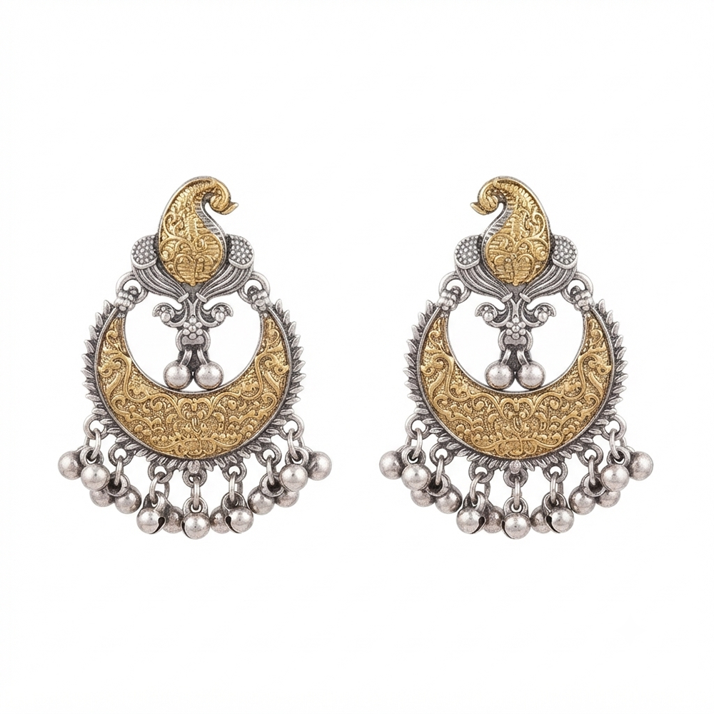 Urthn Trendy 2 Tone Dangler Earrings for Women | Modern Statement Jewellery for Party & Festive Wear - 1322204