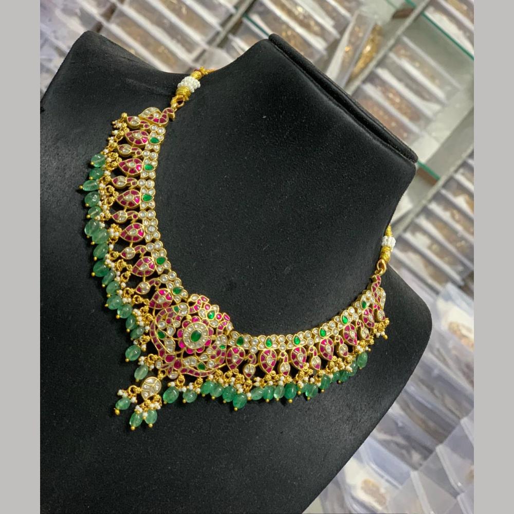 Sona Covering Elegant Jadau Pota Stone Beads And Pearl Necklace Set