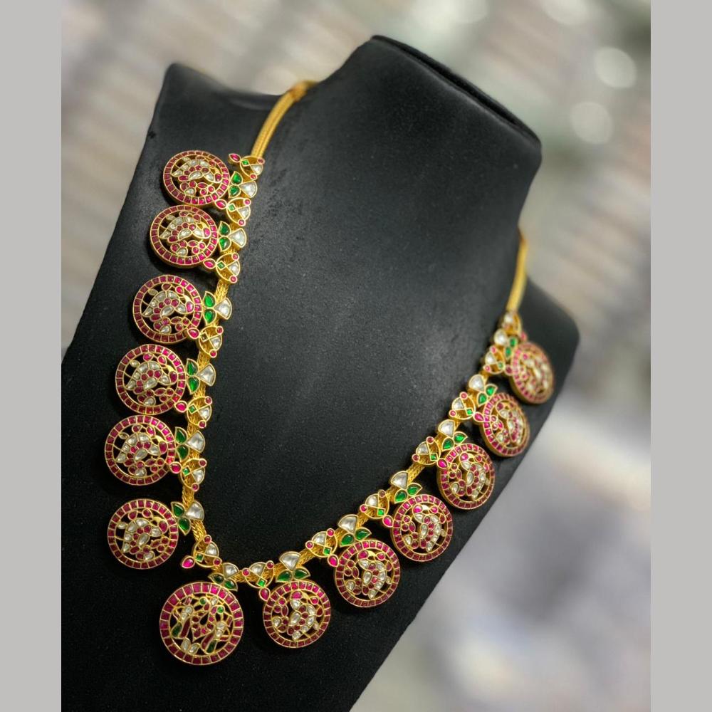 Sona Covering Elegant Jadau Pota Stone Designer Long Necklace Set