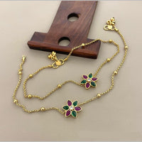 Sona Covering Gold Plated Pota Stone Anklet