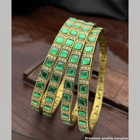 Sona Covering Gold Plated Pota Stone And Austrian Stone Bangles Set