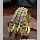 Sona Covering Gold Plated Pota Stone And Austrian Stone Bangles Set