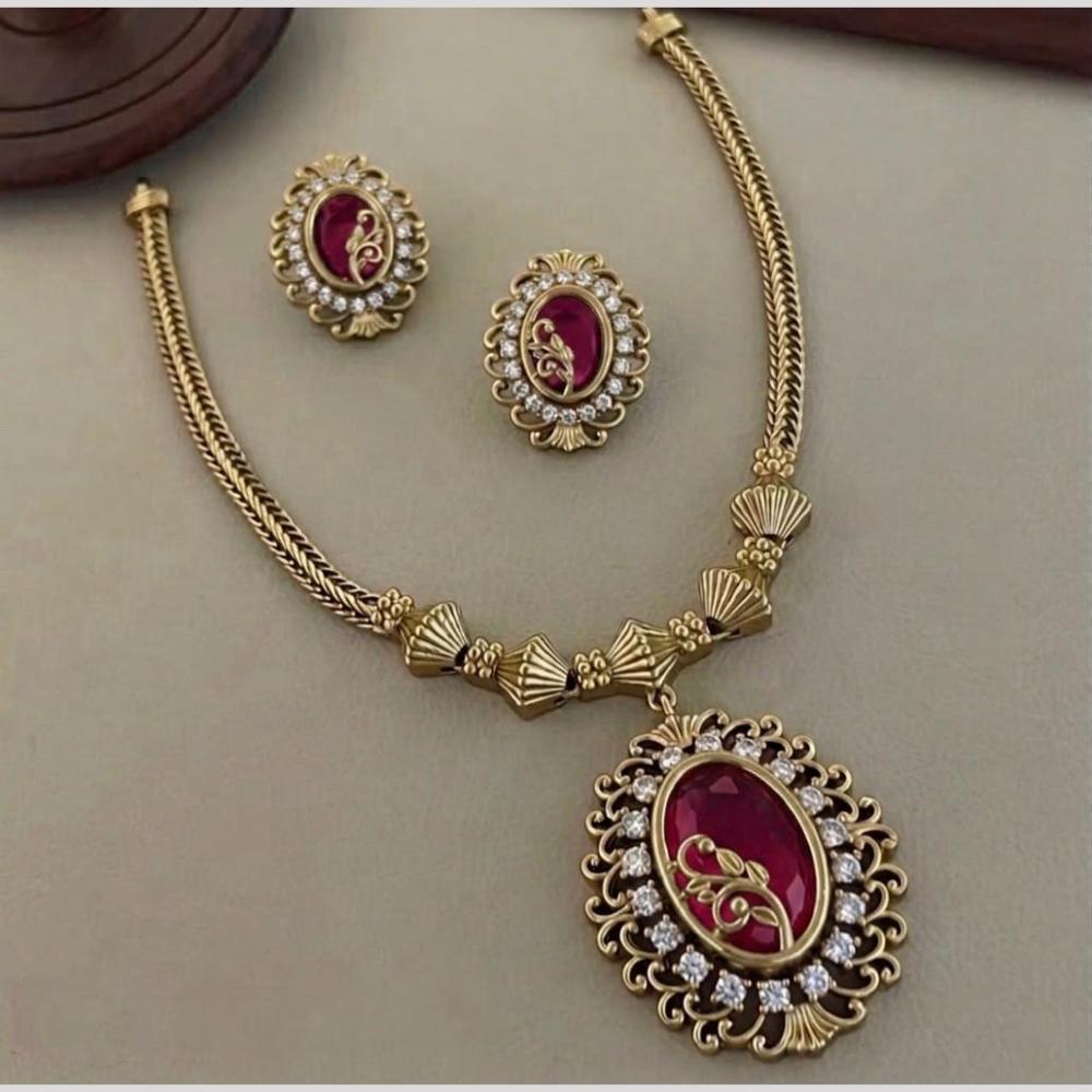 Sona Covering Glamorous Gold Plated Crystal Stone Necklace Set