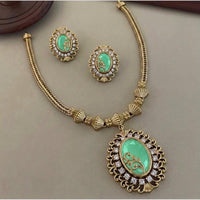 Sona Covering Glamorous Gold Plated Crystal Stone Necklace Set