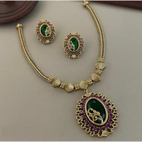 Sona Covering Glamorous Gold Plated Crystal Stone Necklace Set