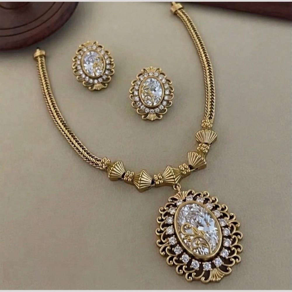 Sona Covering Glamorous Gold Plated Crystal Stone Necklace Set