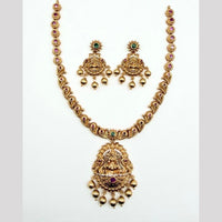 Sona Covering Elegant Pota Stone And Pearl Temple Necklace Set