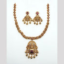 Sona Covering Elegant Pota Stone And Pearl Temple Necklace Set