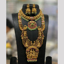 Sona Covering Elegant Pota Stone And Pearl Temple Long  Necklace Set
