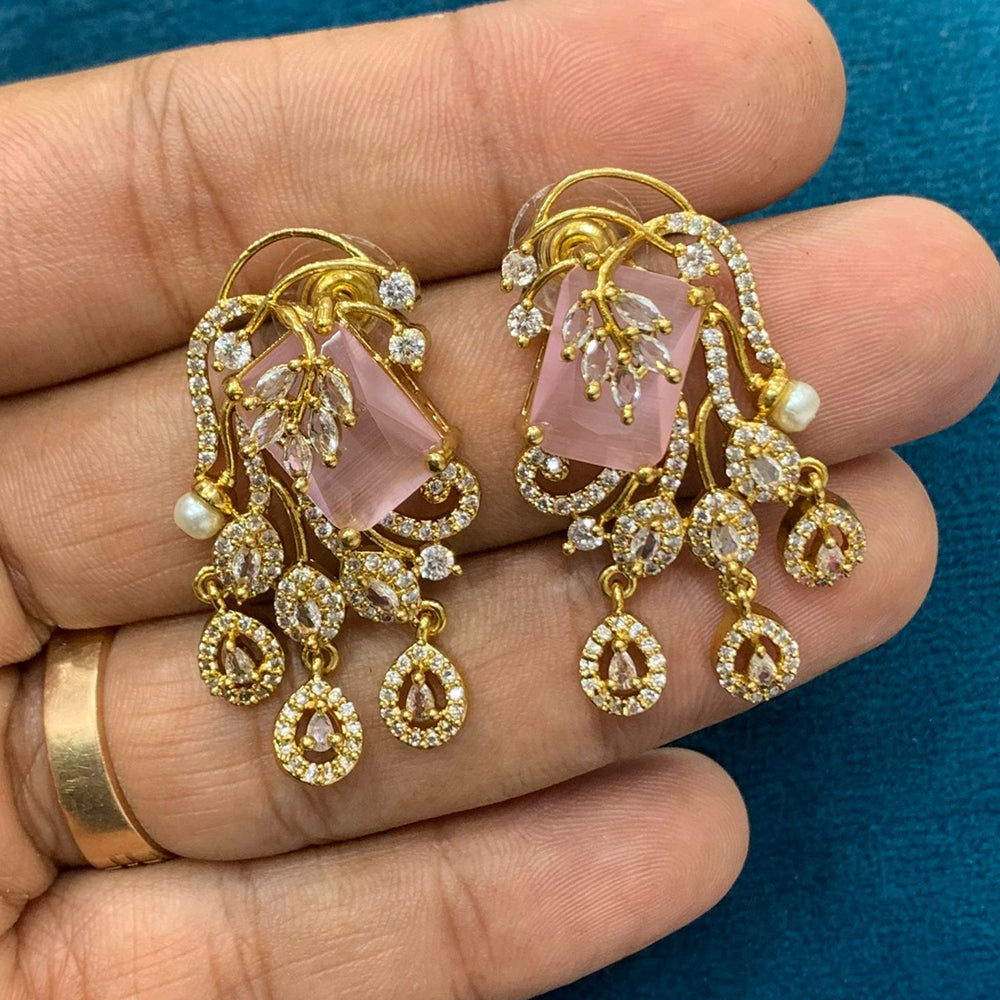 Sona Covering Graceful Crystal Stone And Pearl Dangler Earrings