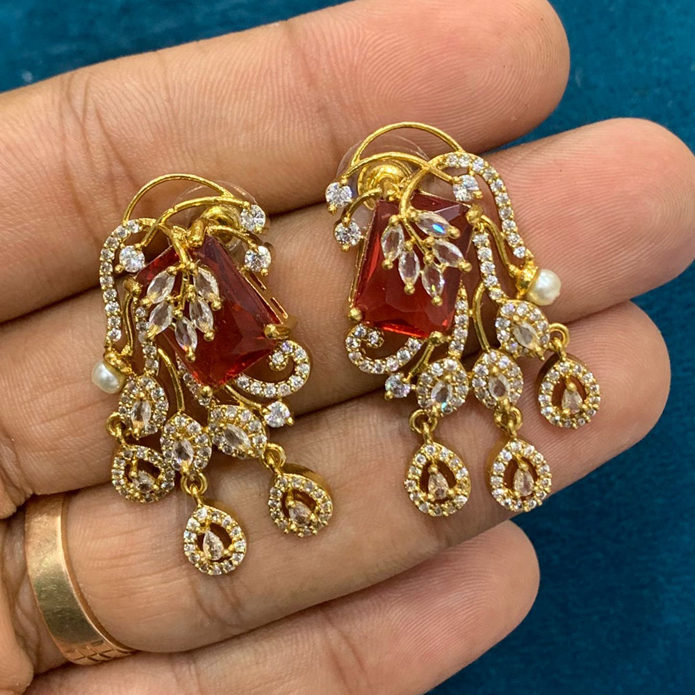 Sona Covering Graceful Crystal Stone And Pearl Dangler Earrings